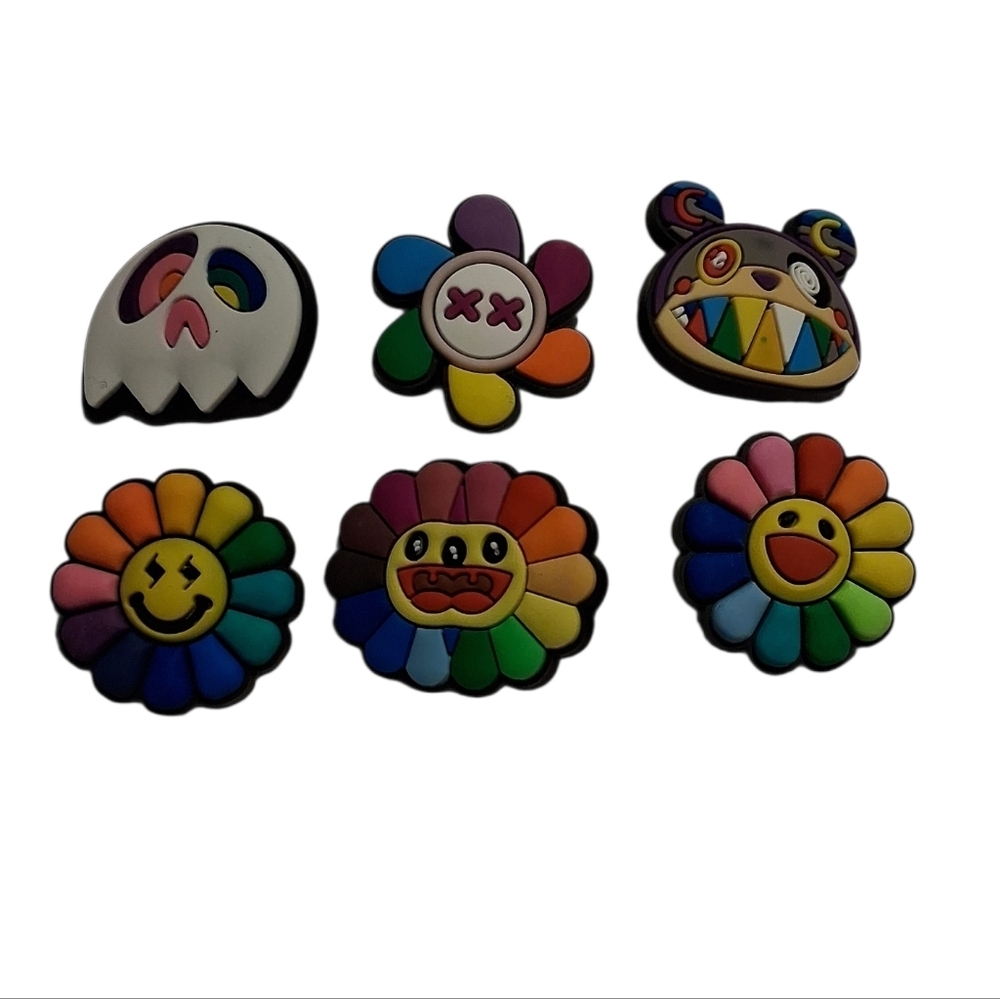 Rainbow Colorful Cartoon Floral Character Shoe Charms Set
